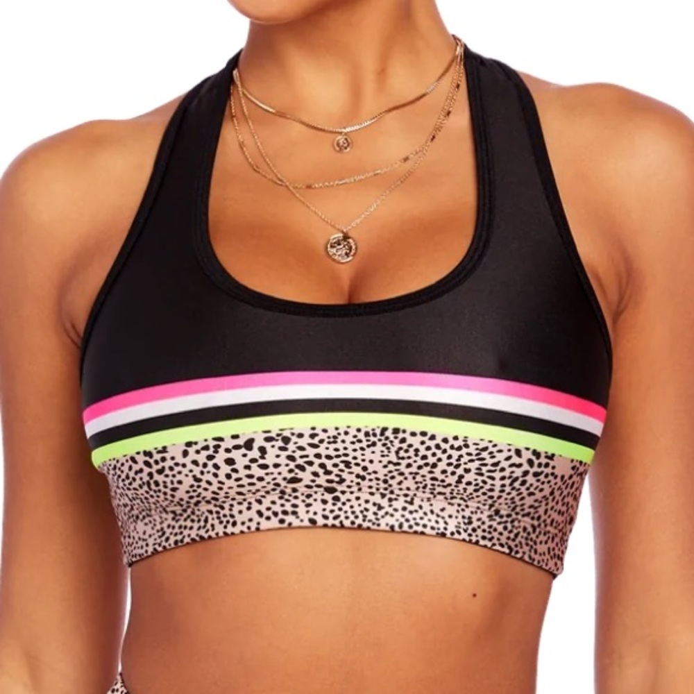 Gold Sheep tan spot stripe bra NWT